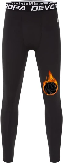 Youth Boys’ Compression Leggings Sports Tights Fleece Lined Thermal Base Layer Pants Medium Black(fleece Lined)