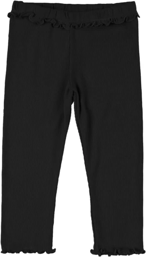 Baby Girls’ and Toddler Ribbed Ruffle Pants Fall Pull on Elastic Waist Bottoms Outfits Black 6-9 Months