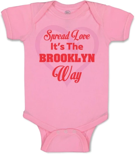 Cute Rascals Custom Baby Bodysuit Spread Love It’s The Brooklyn Way Boy & Girl Baby Clothes Cotton Soft Pink Design Only Newborn
