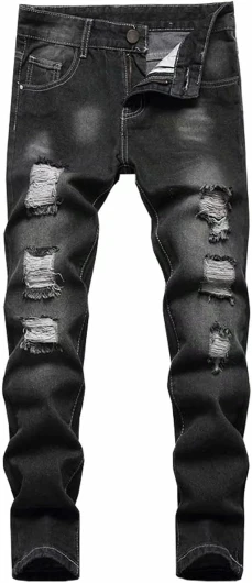 AOWKULAE Boy’s Skinny Fit Ripped Destroyed Distressed Stretch Slim Jeans Pants 8 Slim 1103/Black