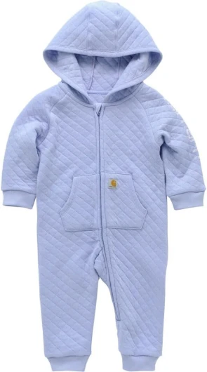 Kid’s CM9758 Long-Sleeve Quilted Jersey Zip Front Hooded Coverall - Gi 9 Months Pale Iris