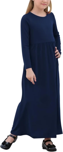 Girl’s Long Sleeve Floral Print Loose Casual Holiday Long Maxi Dress with Pockets 4-12 Years