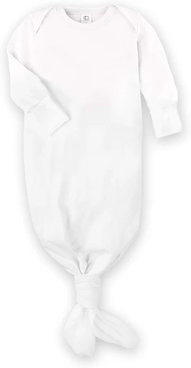 Baby Organic Cotton Newborn Knotted Gown - Infant Tie Gown with Mitten Cuffs - Boys and Girls Clothing