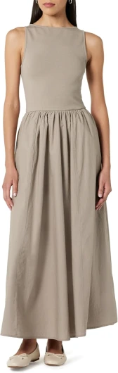 The Drop Women’s Dia Mixed Fabric Midi Tank Dress Medium Vintage Khaki
