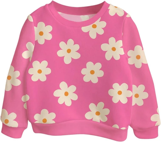 Toddler Girl’s Floral Graphic Sweatshirt Crewneck Long Sleeve Pullover Cute Tops