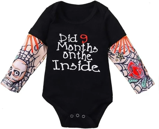 Infant Baby Boys Girls Printed Romper Tattoo Sleeve Cotton Bodysuit Holiday Halloween Outfit