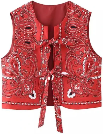 Women’s Coquette Y2K Vest Floral Fairycore Cardigan Bow Tie Front Aesthetic Sweater Cottagecore Kawaii Clothing Red Small