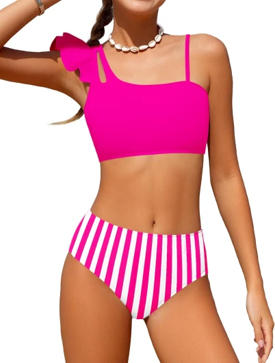Girls Swimsuits Two Piece Bikini Set Ruffle Bathing Suit with Adjustable Strap Quick Dry Beach Girls’ Swimwear 5-16Y