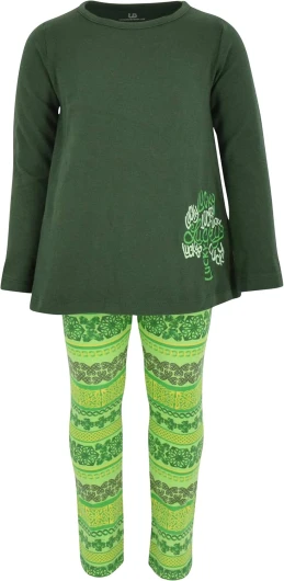 Girls Shamrock Heart Top and Festive Clover Leggings Set 4T Green