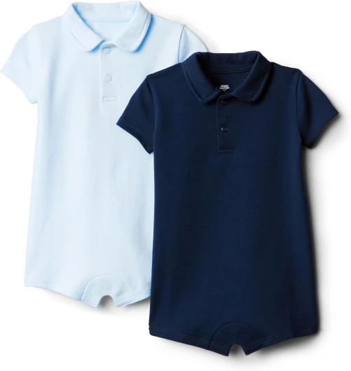 X Sofia Grainge Baby Boys’ Short Sleeve Romper, Pack of 2 Light Blue/Navy 24 Months