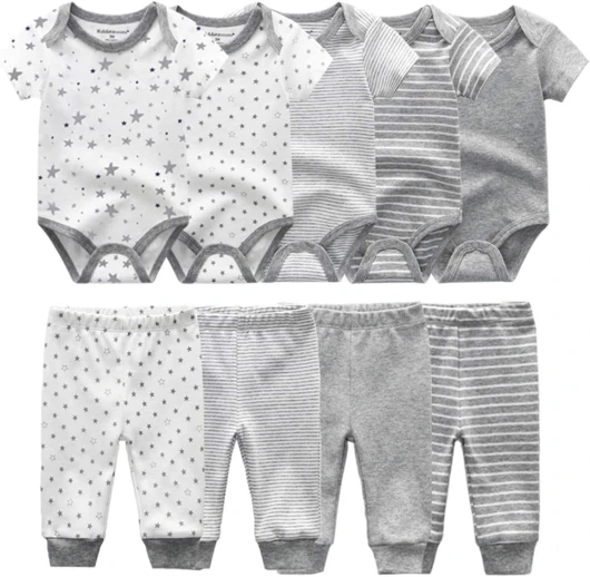 Unisex Newborn Baby Short-Sleeve Bodysuit Baby Layette Essentials Giftset Clothing Set