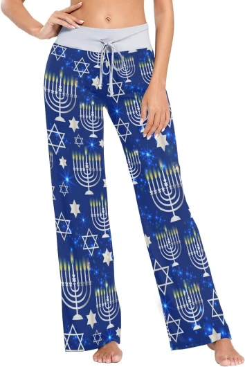 Women’s Pajama Pants Lounge Long Wide Leg Pajama Pants Drawstring Pajama Bottoms with Pockets Casual Home Wear Large Color23