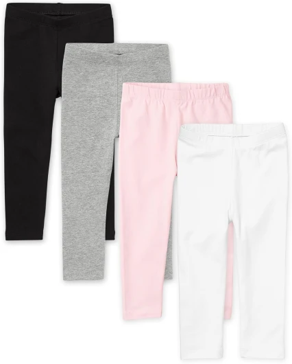 The Children’s Place girls Leggings 5T Black/White/Shell/Heather Grey 4-pack 4