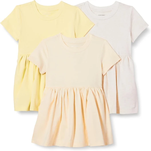 Girls and Toddlers’ Short Sleeve Jersey Dress, Pack of 3