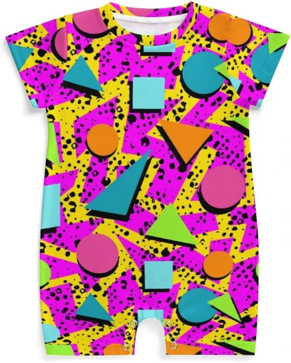 Retro Vintage 80s 90s Newborn Baby Romper Clothing Cute Infant Short Sleeve Clothes Jumpsuit Playsuit One Piece Outfit for 0-3M Boy Girl