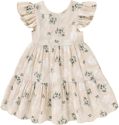 Toddler Baby Girl Boho Dress Linen Ruffle Sleeveless Casual Dress Kids Solid Floral Summer Beach Sundress