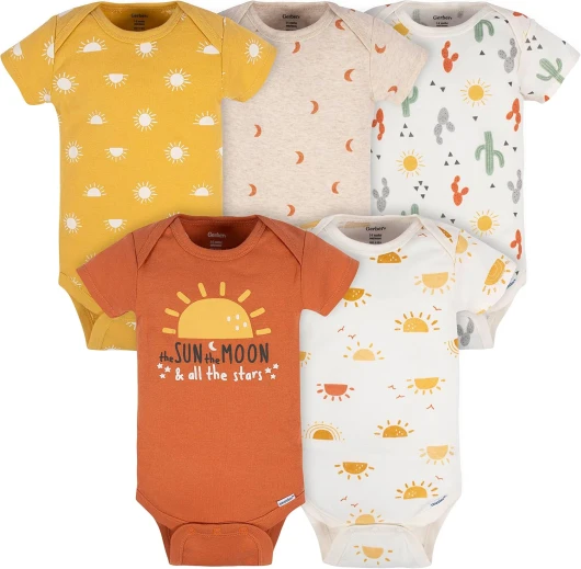 Baby Girls’ 5-Pack Short Sleeve Variety Onesies Bodysuits