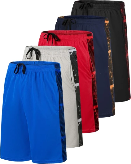Boys’ 5-Pack Mesh Active Athletic Performance Basketball Shorts with Pockets X-Small Set 4