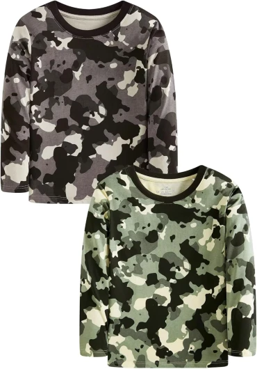 Kids’ Long Sleeve Crewneck Boys Tee T-Shirt Camouflage 10-11 Years