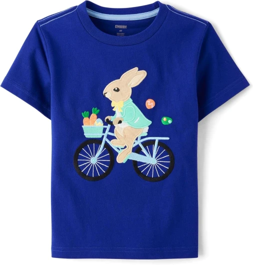 Boys’ and Toddler Embroidered Graphic Short Sleeve T-Shirts 6 Bicycle Bunny