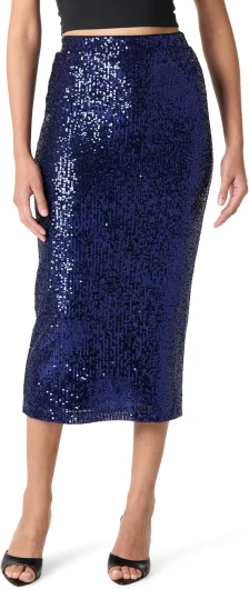 The Drop Women’s Bianca Sequin Midi Skirt X-Small Navy