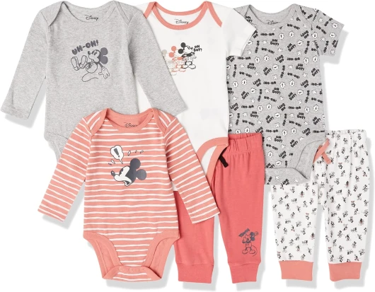 Disney - Marvel - Star Wars Unisex Babies’ 6-Piece Outfit Set, Pack of 6 Newborn Mickey Expressions