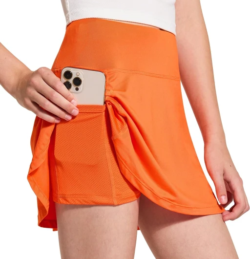 Girl’s Golf Skirt Adjustable Waist Active Tennis Skort UPF50+ Orange Medium