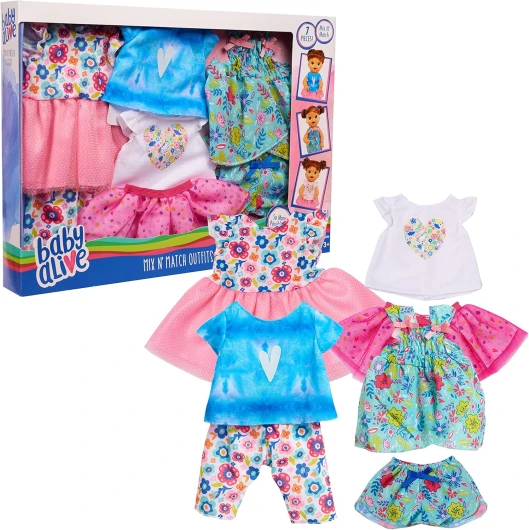 Mix N’ Match Outfit Set, Fits Most 12" - 14" Dolls, Doll Not Included, Pretend Play, Kids Toys for Ages 3 Up by Just Play