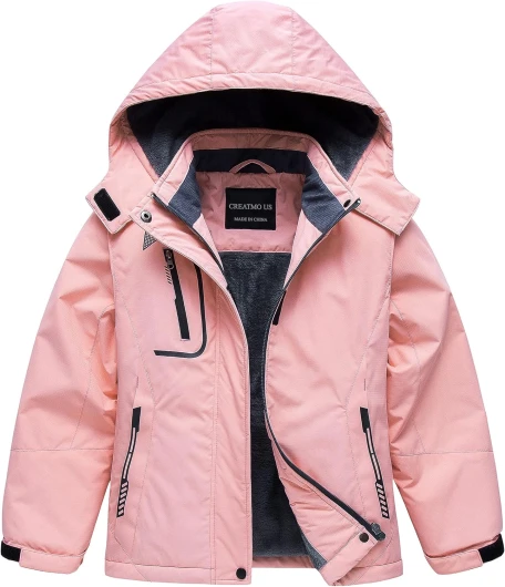 Girl’s Waterproof Ski Jacket Warm Winter Snow Coat Windproof Snowboarding Rain Jacket 6-7 Years Pink