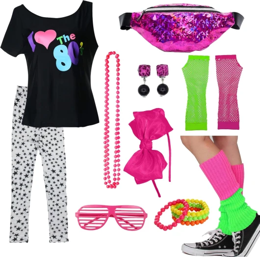 Kids 1980s Accessories I Love The 80’s T-Shirt Outfit with Fanny Pack 7-8 03